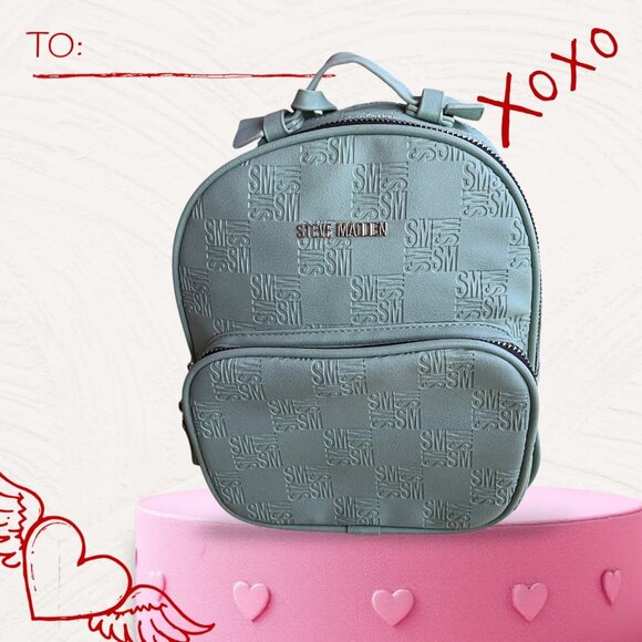 Steve Madden Embossed Mint Green Mini Backpack With Tassel - Picture 7 of 8